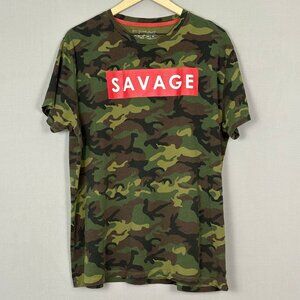Public Record Savage Camo Graphic T Shirt Green Red Size 2XL